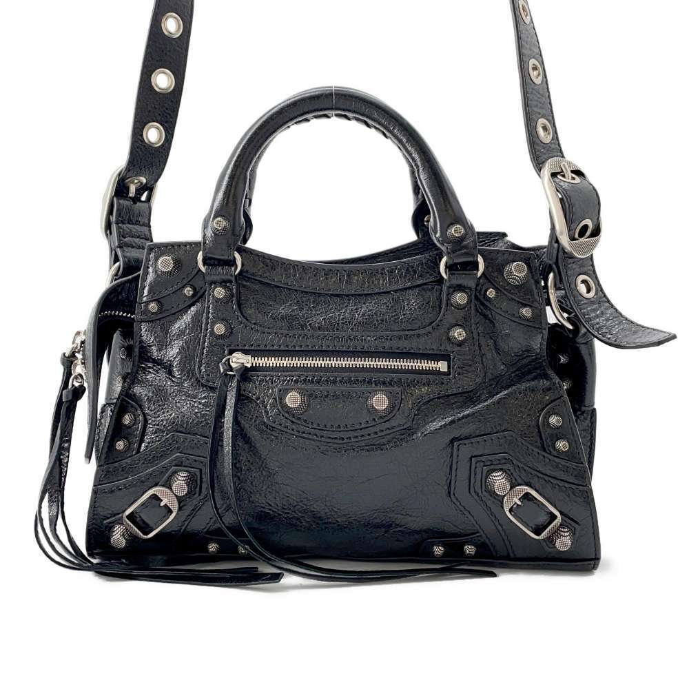 Balenciaga Neo Cagol XS Handbag Arena Lambskin Shoulder Bag Black